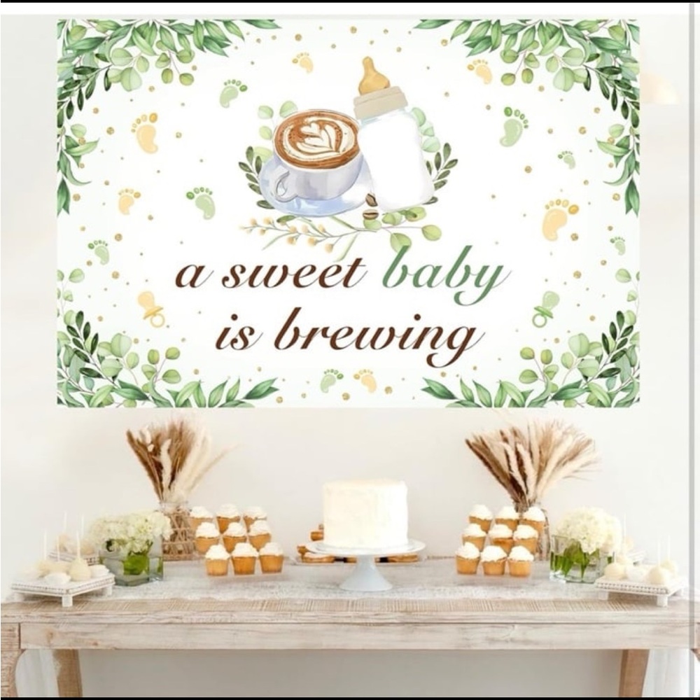 Green and White Baby Shower Wall Decor